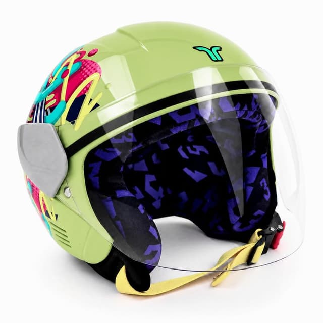 HYP3 Kids Protective Helmet Volt Green - Graffiti, Glossy
