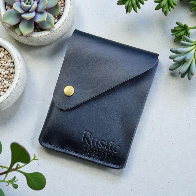Rustic Leather Craft Full Grain Leather Slim Compact Wallet Cash and Card Holder for Men, Hand Stitched