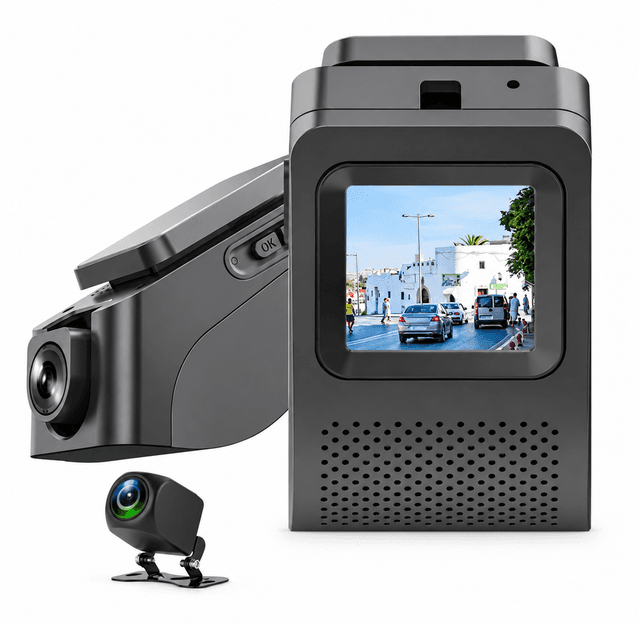 AUSHA D9 4G Dual Dash Camera with GPS Tracking, 1080P Front & Rear Camera, Remote Monitoring, Night Vision & Parking Mode