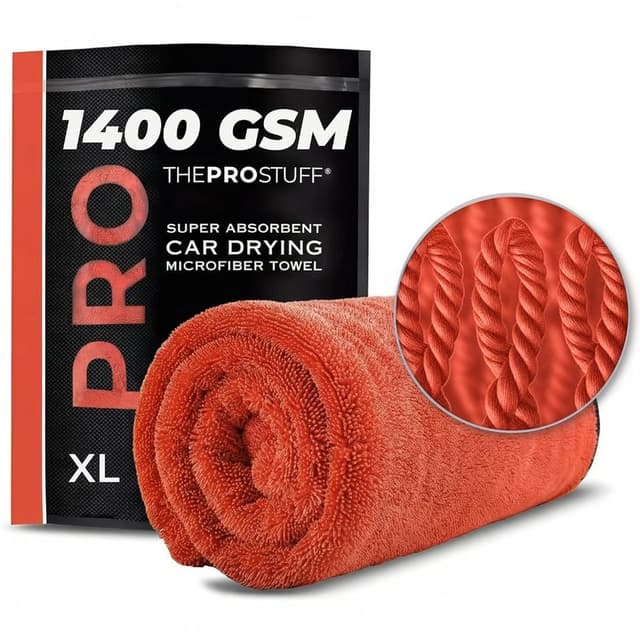 The Pro Stuff Car Drying Towel - Extra Large 1400 GSM Microfiber Cloth Super Absorbent Towel for Car Detailing - Twisted Loop