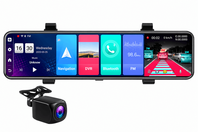 AUSHA  12-Inch Touch Screen 4G Car Dash Cam, Dual Camera, GPS, WiFi, ADAS, Parking Monitor, Android Car DVR