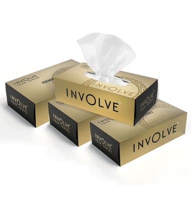 Involve Premium Gold Facial Tissue Box (Pack of 4, 100 Pulls, 2-Ply)