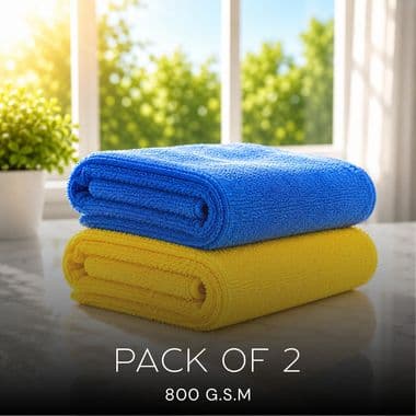 Microfiber Towel 800 GSM – Pack of 2 Premium Plush Car Drying & Buffing Towels - 40 x 40 cm