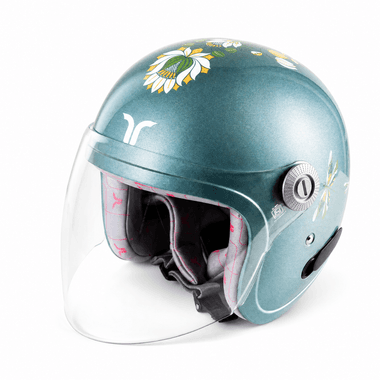 Tvarra Lotus Open Face Women's Helmet, Printed Design, Frost Blue