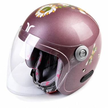 Tvarra Lotus Open Face Women's Helmet, Printed Design Ladies Bike Helmet - Rose Gold