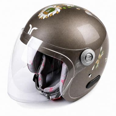 Tvarra Lotus Open Face Women's Helmet, Printed Design Ladies Bike Helmet - Champagne Gold