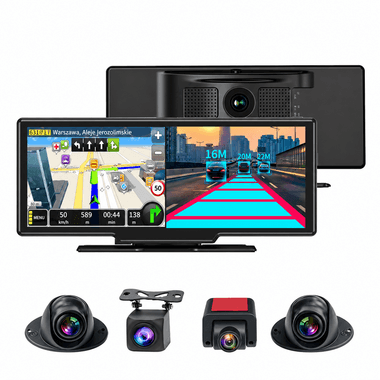 AUSHA D12 360° Android Dash Camera for Car, 10.26" Touchscreen, 4 Channel Front Rear Left Right, 4G SIM, GPS, WiFi & Night Vi