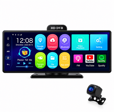D13 12-Inch Android Dual Dash Camera with 4G, GPS, ADAS, Auto CarPlay, 4GB RAM & Rear Camera