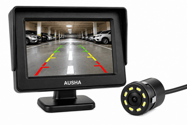 Universal Car Rear View Camera with 4.3 Inch Monitor, HD Night Vision, Wide Angle, Waterproof Reverse Parking Camera