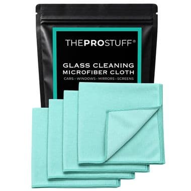 The Pro Stuff® Microfiber Glass Cleaning Cloth for Car, Streak-Free Glass & Mirror Finish, Lint-Free Microfiber Towel - 4 Pcs
