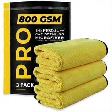 The Pro Stuff® Professional 800 GSM Microfiber Car Cleaning Cloth - Multipurpose Cleaning Cloth - Pack of 3