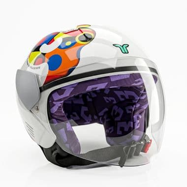 HYP3 Open Face Kids Protective Helmet - ISI Certified | Chalk White - Portal, Glossy