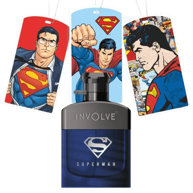 Involve Your Senses Superman Car Perfume Spray with 3 Hanging Cards - Aquatic Notes (50ml)
