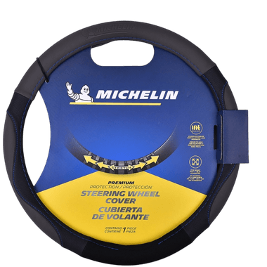 Michelin iFit Premium Faux Leather Steering Cover - Blue Stitch