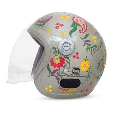Tvarra Flora Open Face Women's Helmet, Printed Ladies Helmet, Bronze Glow